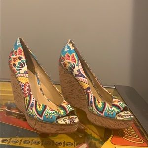 Paisley Peek Toe Wedges